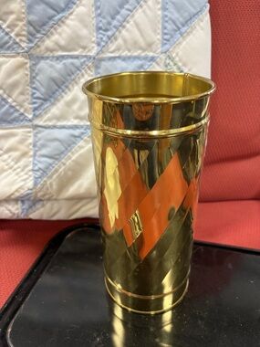 Brass Tone Cylinder Vase from Hone Interiors